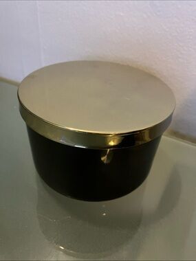 Z Gallerie Glossy Black Ceramic Trinket Jar with Gold-Tone Lid